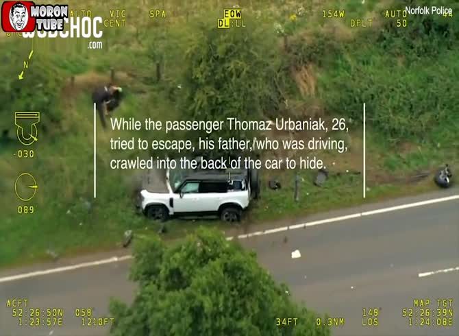 Video :A woman is killed when a drunken father and son drive a stolen automobile through a cornfield